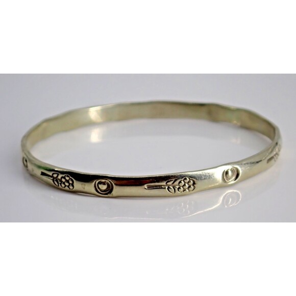 Sterling Silver Bangle Bracelet Signed Solid 925 Handmade Made in Mexico 3" dia - Picture 4 of 9